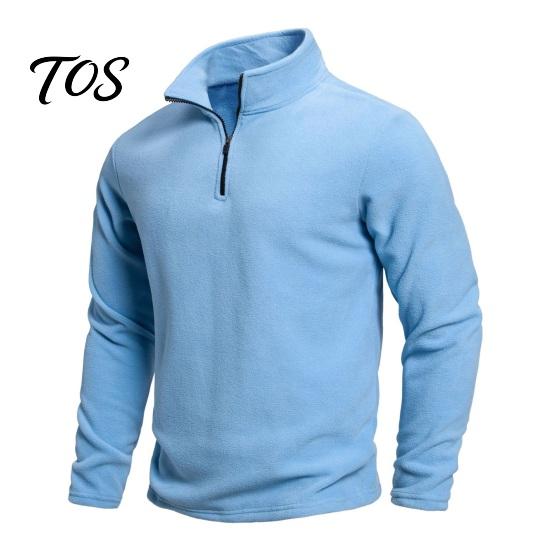 Winter Warm Clothing Men Quarter-Zip Sweatshirt, Long Sleeve Mock Neck Pullover Top, Solid Casual Color Tops Sweatshirt for Golf Office Street