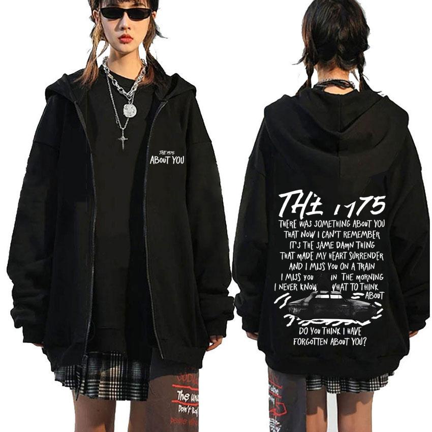 Alternative Rock Band The 1975 about You Merch Zipper Hoodie Men Women Casual Vintage Oversized Zip Up Jacket Men's Streetwear