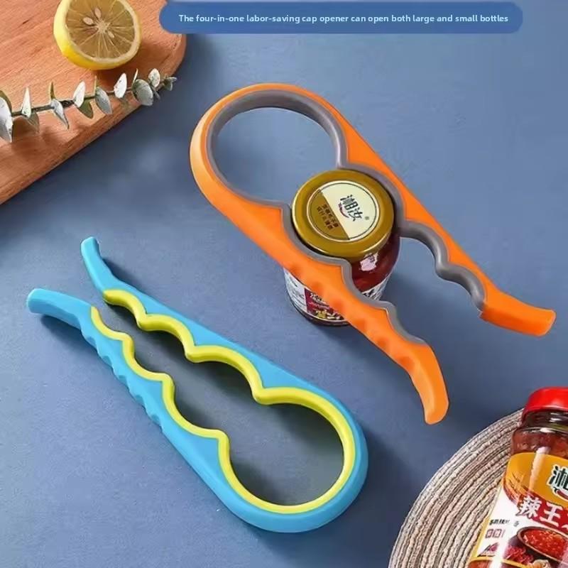 Can Opener Multi Functional Four In One Beverage Bottle Opener Cap Twister Four Position Can Opener Anti Slip Cap Twister
