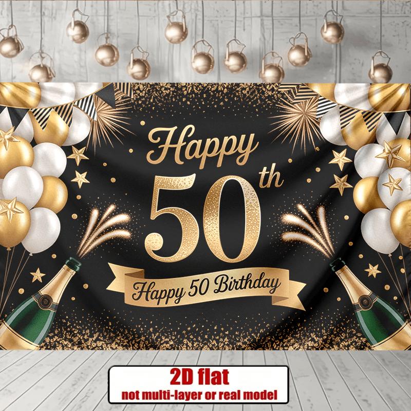 Party Backdrop Flat Golden Balloons Champagne Bottles Multi Family Weddings Birthdays Celebration Photo Booth Front Door Decor