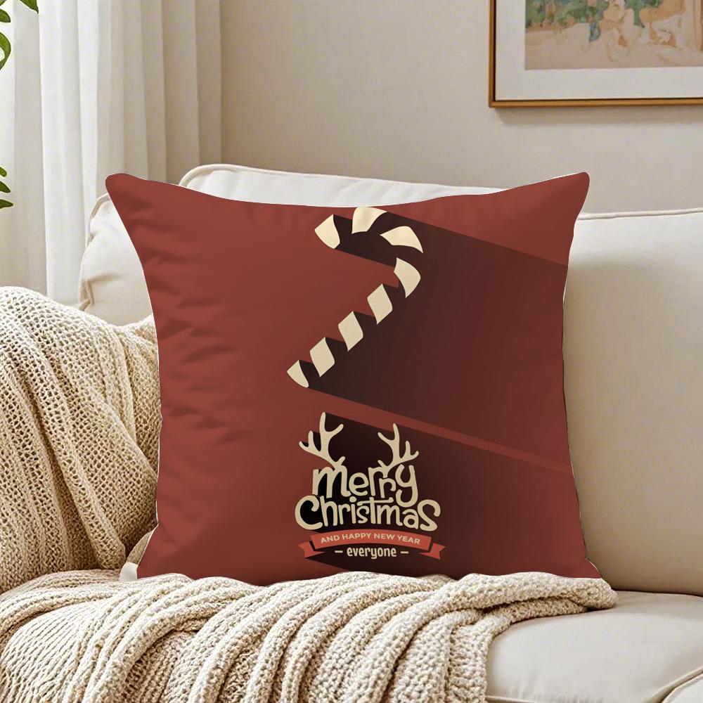 Warm Festive Christmas Red Collection Art Cushion Cover Linen Pillowcase Soft for Sofa Bed Home Room Decor