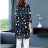 Шифоновая рубашка женская длинная летняя свободная футболка в горошек со средним рукавом повседневная весенняя рубашка