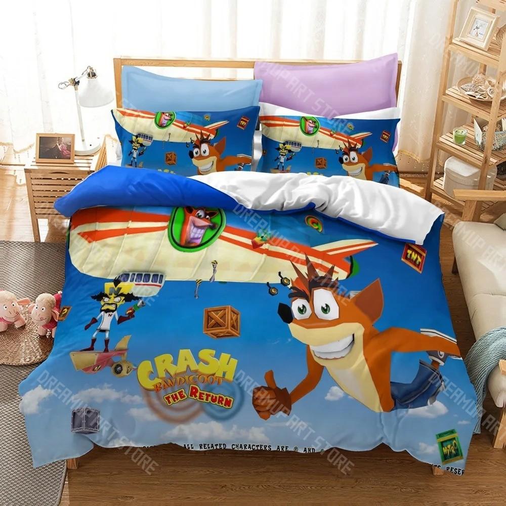 3D Печатный Игровой Комплект Постельного Белья Crash Bandicoot для Мальчиков Девочек Пододеяльник Наволочка Размеры Twin Queen King Full Single Double