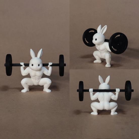 Пасхальный мускулистый кролик фигурка милая мини 3D-печатная статуэтка кролика коллекционный кролик украшение для весеннего домашнего стола полки декора