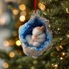 Geode Animal Christmas Ornament 2D Acrylic Crystal Cave Little Forest Animals Hanging Ornament for Xmas Tree Holiday Home Party Decor