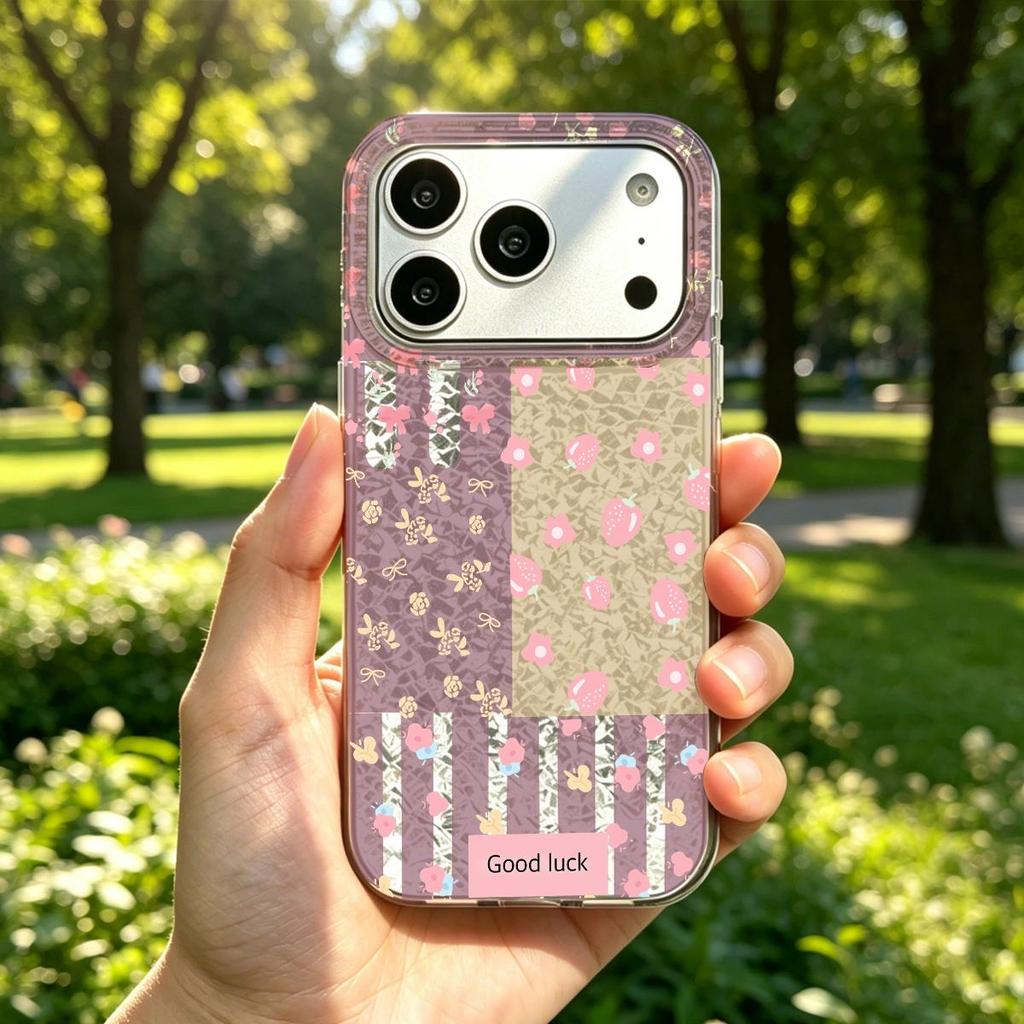 Sweet Pattern Collection Case for iphone 16 Plus 18 Pro Max 17 Pro 13 Air XR 11 12 14 15 XS Max Bling Sparkle Silver Crushed Foil Phone Cover