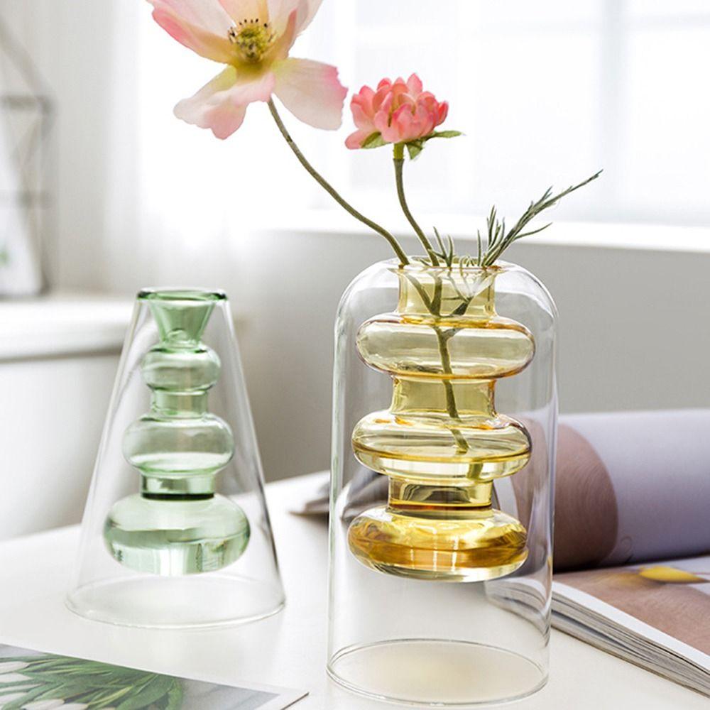 Террариум Домашнее украшение Двойная стенка Ваза для цветов Гидропонная прозрачная стеклянная ваза Стеклянная бутылка для растений