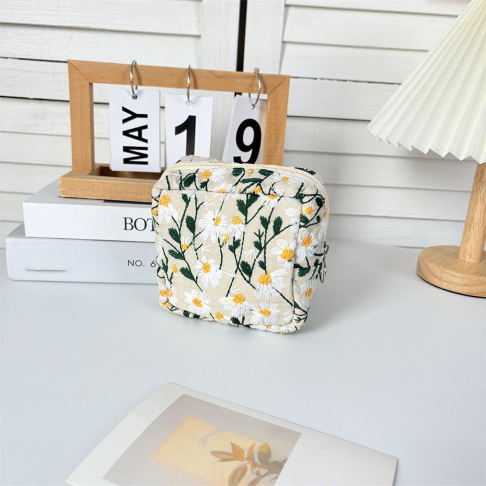 Dustproof Embroidered Cosmetic Bag Large Capacity Pencil Case Simple Cosmetic Storage Bag Travel