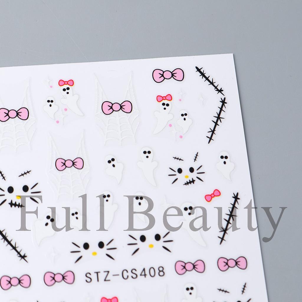 New Nail Art Stickers Halloween Cute Ghost Cartoon Hello Kitty Thorns Nail Art Stickers