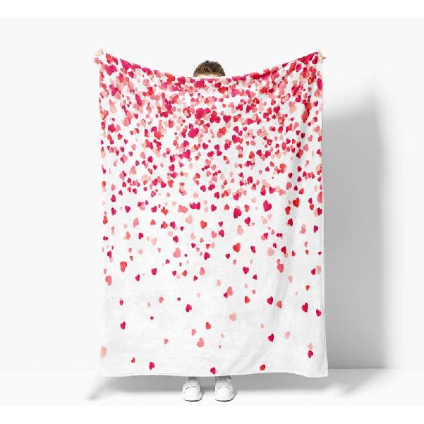Valentine's Day Throw Blanket, Valentines Blanket Red Pink Heart Plaid Fuzzy Blanket Romantic Love Heart Decorative Soft Cozy Flannel Blanket for Mom
