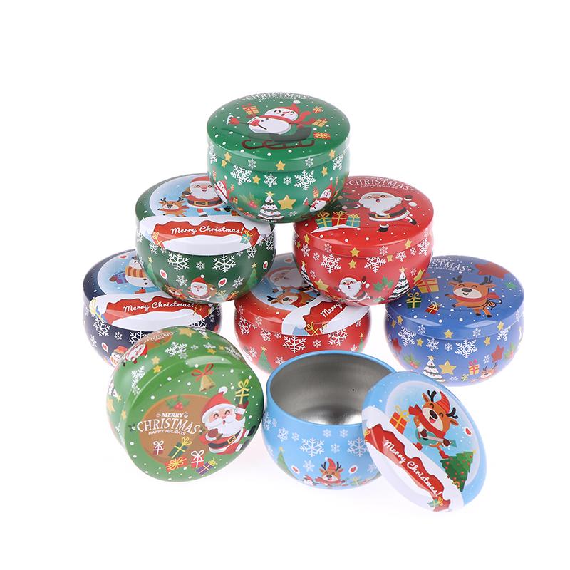 1Pcs Christmas Gift Box Metal Tin Candy Cookie Packaging Box Containers Kids New Year Gift Decor Xmas Party Supplies Navidad