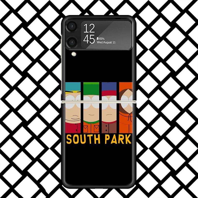 Мультяшный чехол для телефона S-South P-Parkes для Samsung Z Flip 7 6 5 4 3 Galaxy ZFLIP7 ZFlip6 5G Flip5 Flip4 Flip3 5g Черный Жесткий Чехол