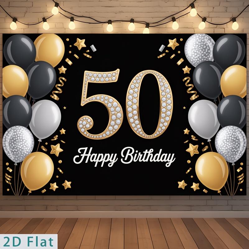 Birthday Party Backdrop Gold Black Polyester Banner Photo Booth Decoration 49