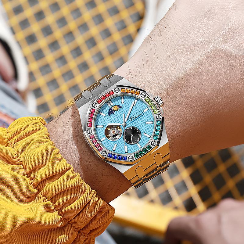 Fashion New Luxury Mechanical Watches Rainbow Drill Hollow Design Fully Automatic Mechanical Automatic Watch