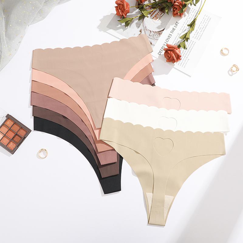 FINETOO 4 шт. ультрамягкое бесшовное нижнее белье женские стринги из ледяного шелка сексуальные эластичные однотонные женские невидимые дышащие трусики