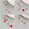 European American Cute Strawberry Acrylic Pendant & Pearl Beaded Alloy Keychain
