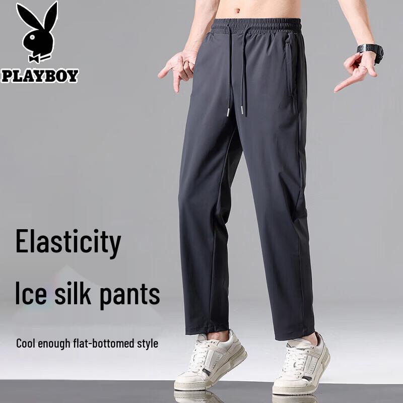 PLAYBOY Мужские летние повседневные спортивные брюки из ледяного шелка
