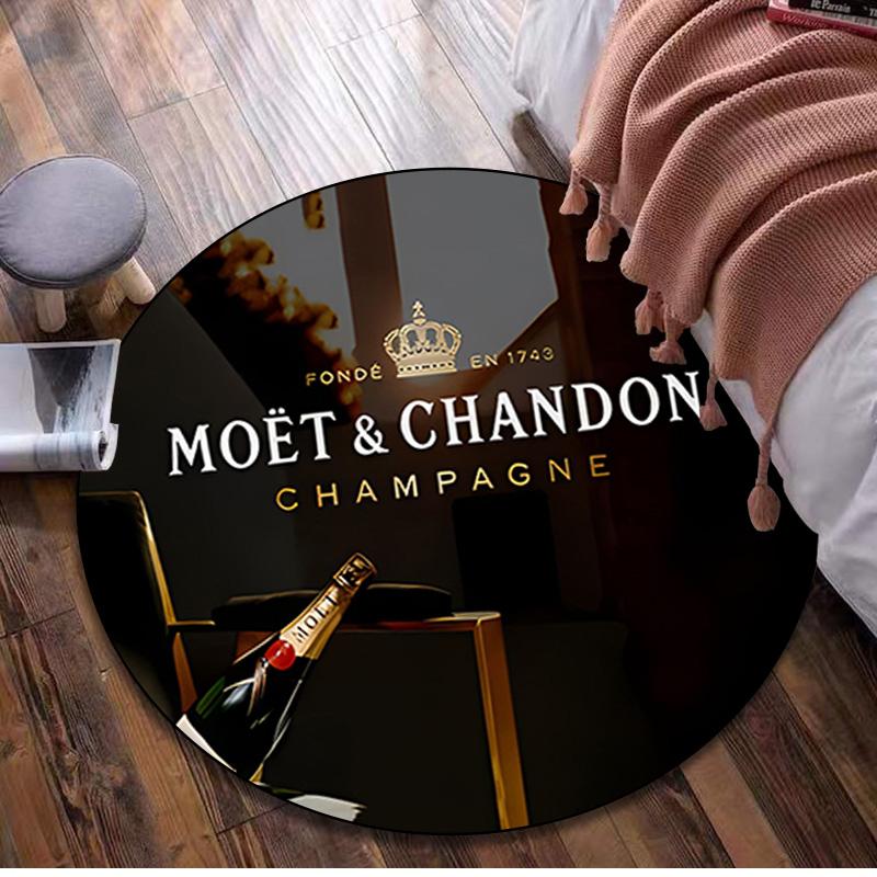 1Pc Moet Chandon champagne Circular Print Rug - home decoration Carpet For Living Room Bedroom Flooring Computer Chair Area Rug