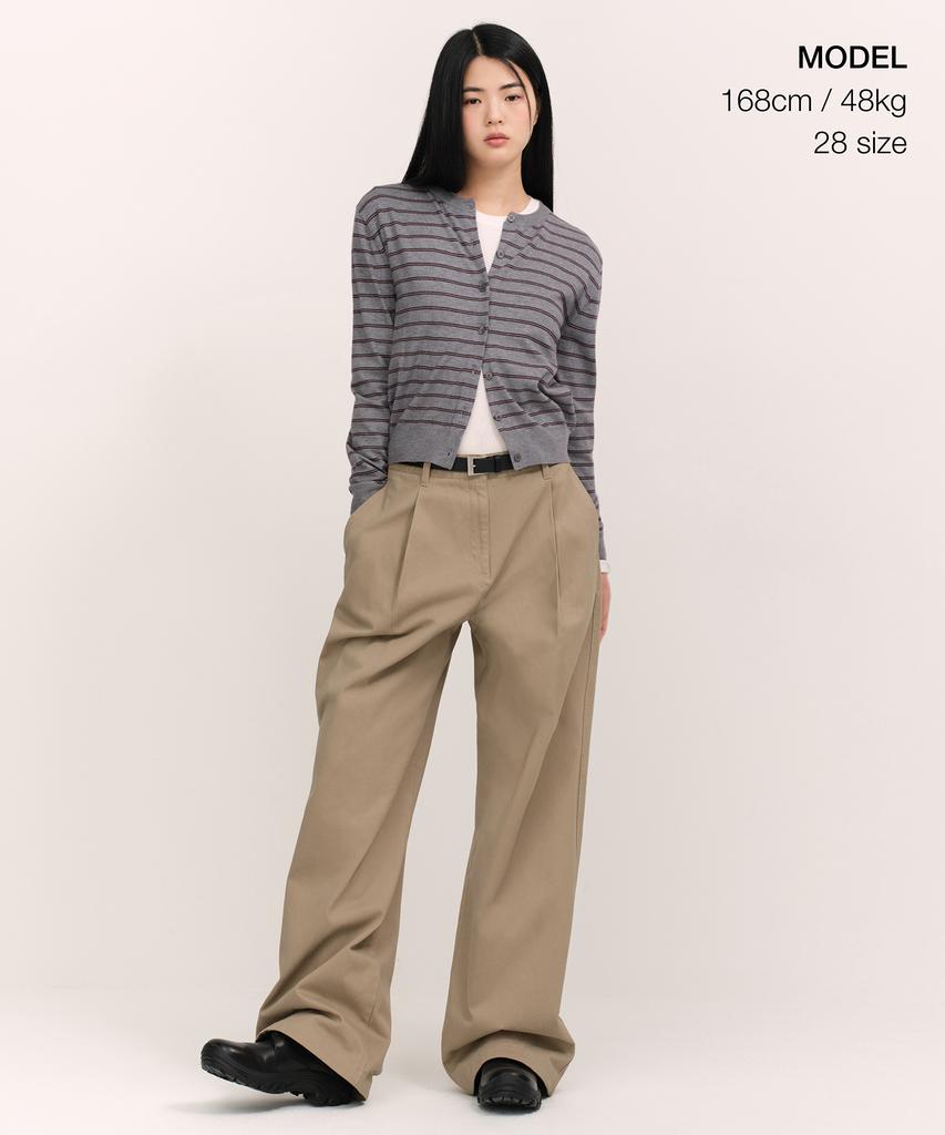 MUSINSA STANDARD WOMAN Женские глубокие складки Экстра Широкие Хлопковые Брюки Чинос [Бежевый]