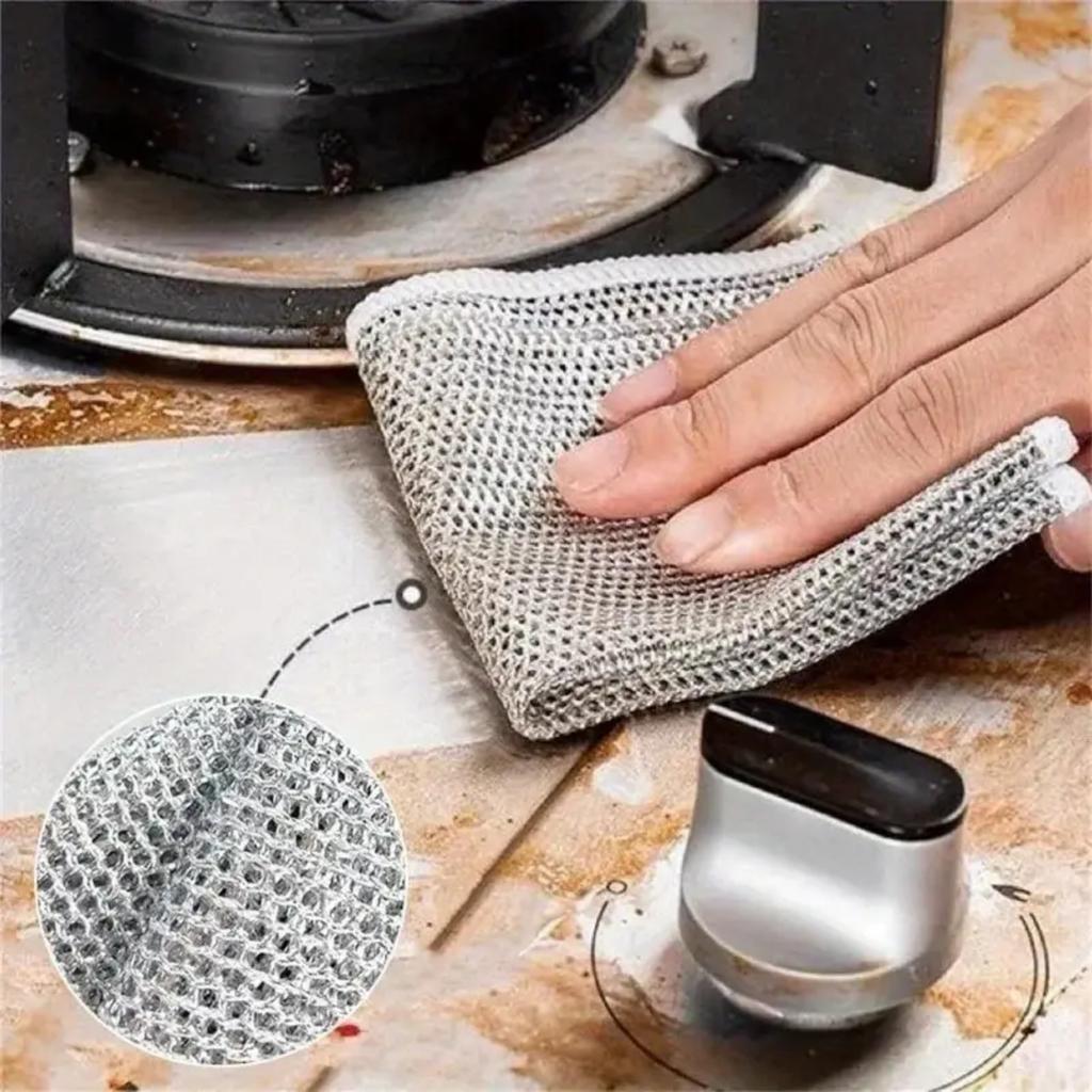 2/3/16PCS Kitchen Cleaning Brush Set Deep Clean Gas Stove Brass Brush for Small Spaces Window Bathroom Gap Mesh Dishrag Washing