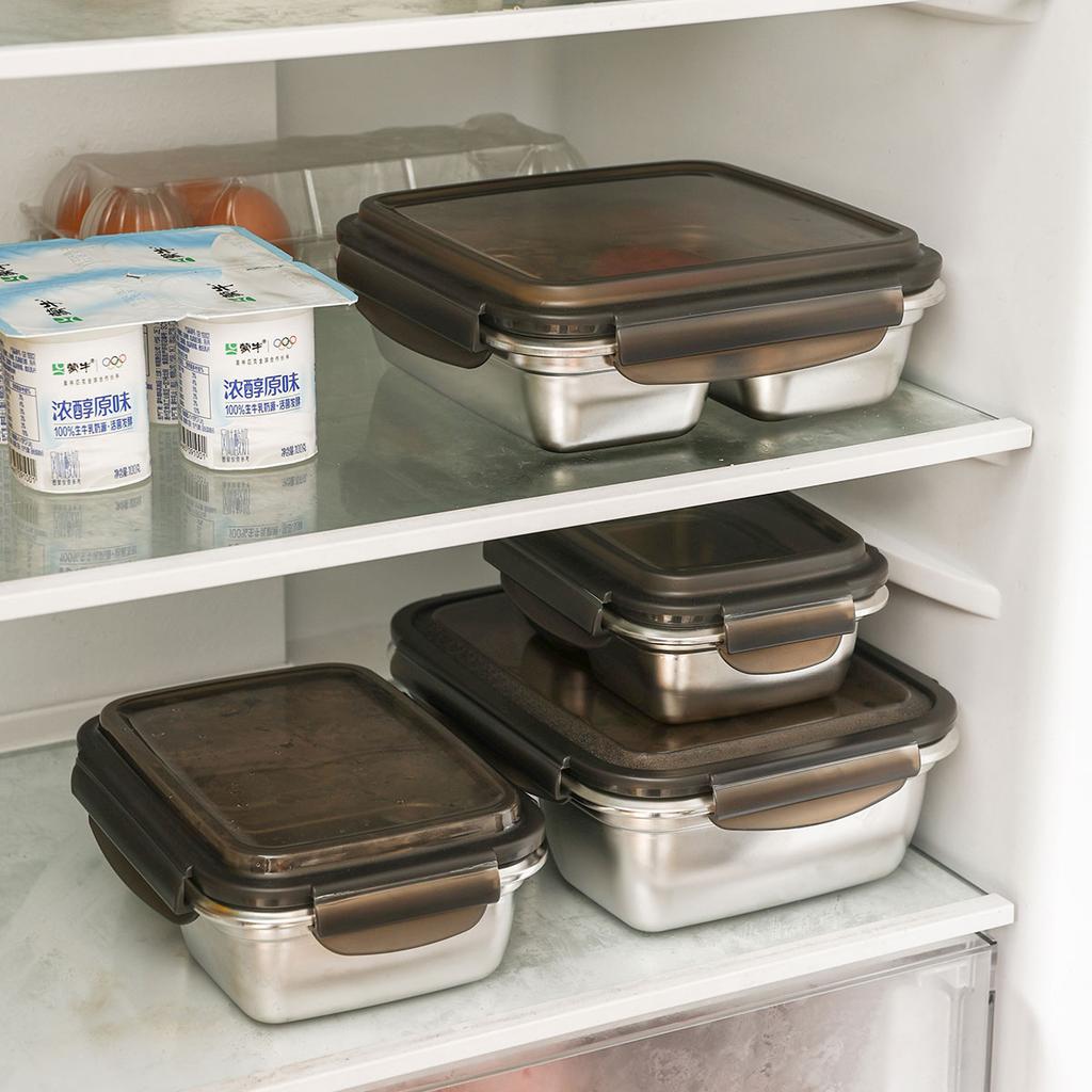 WORTHBUY Разделенный ланч-бокс бенто из нержавеющей стали 304, портативный герметичный контейнер для еды с отделениями для студентов и взрослых