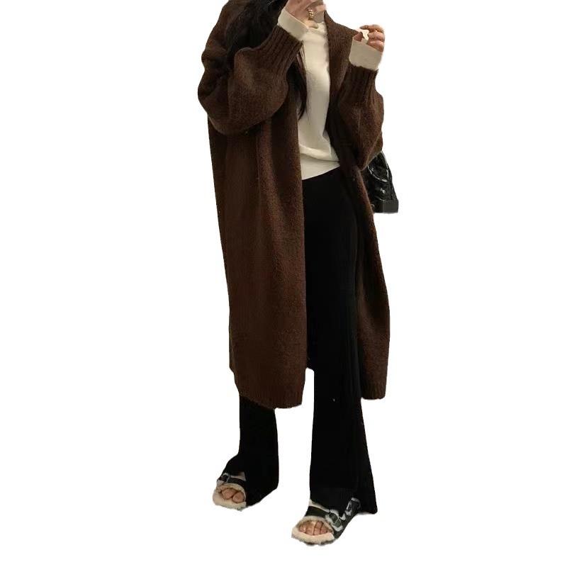 Корейский вязаный кардиган осень-зима мятный мамбо стиль мягкий, нежный, ленивый и свободный свитер средней длины выше колена куртка