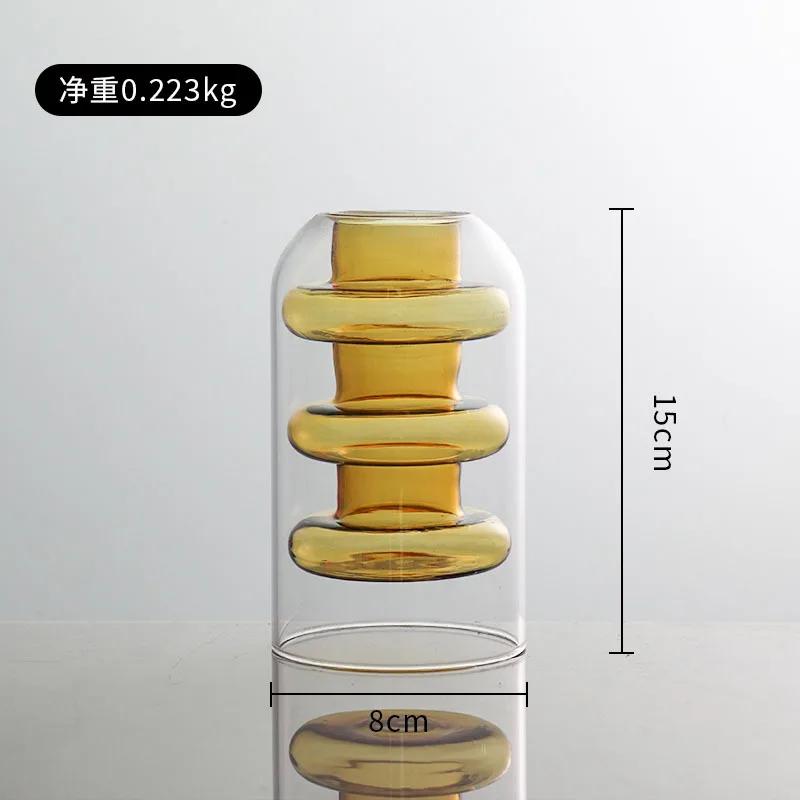 Горячая Распродажа Цветная Стеклянная Ваза Двухслойная Скандинавская Без пламени Ротанговая Аромабутылка Высокий Боросиликат Гостиная Цветочная Композиция