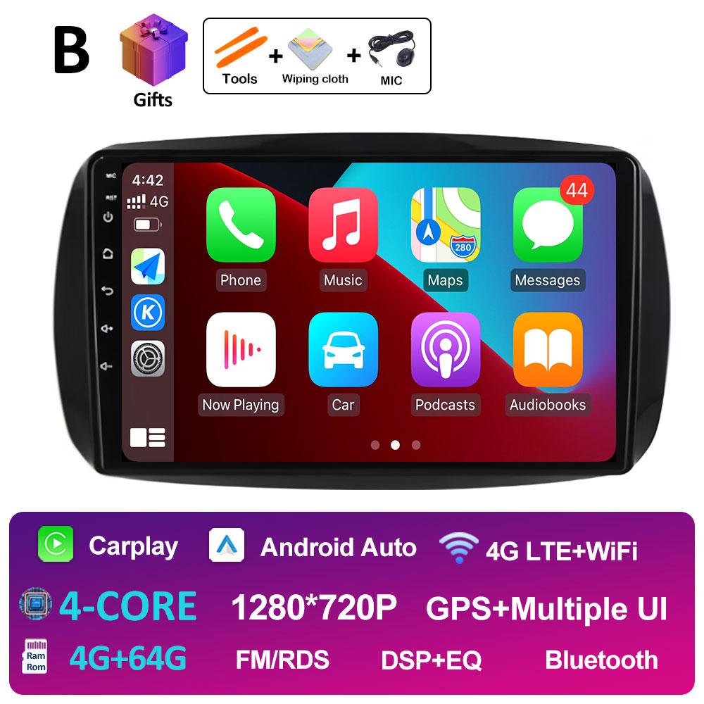 GPS Навигация Для Mercedes Smart 453 Fortwo 2014 2015 2016 2017 - 2020 Android Auto DSP Стерео QLED IPS Экран 4G Аксессуары