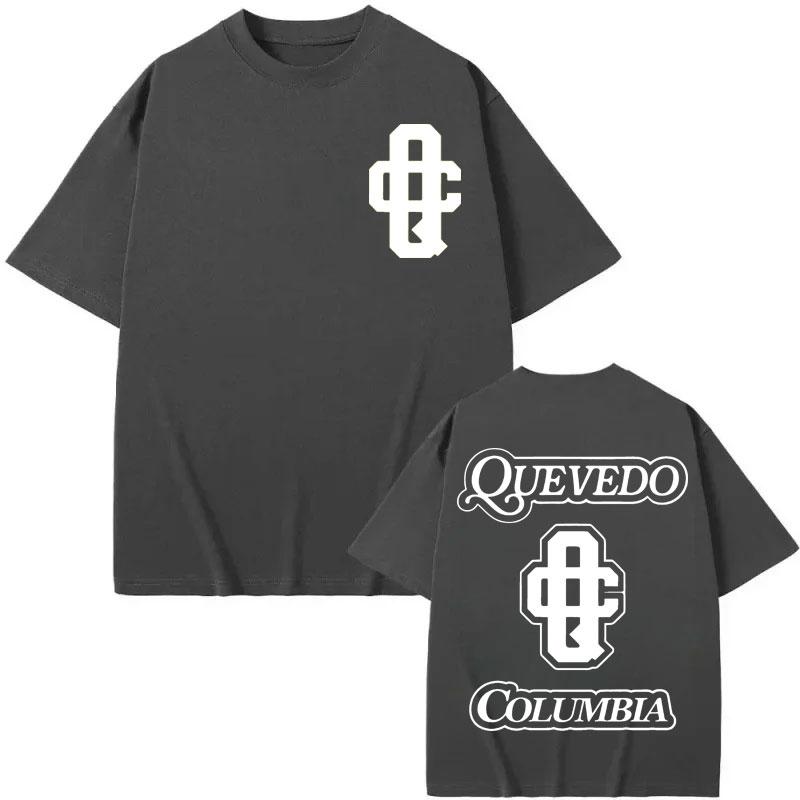 Rapper Quevedo Columbia Double Sided Print T Shirt Oversized Hip Hop Short Sleeve T-shirt Men Women Casual Fashion Loose T-shirt