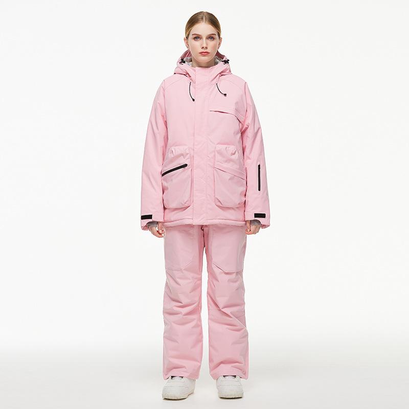 Мужской и женский лыжный костюм для улицы, зимний теплый костюм для сноуборда, водонепроницаемый, ветрозащитный, комплект куртки и брюк для катания на лыжах, большой размер, дышащий, утепленный сноубордический костюм