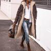 Women's Long Brown Faux Shearling Coat Winter Warm Fleece Lined Jacket, Casual Outerwear