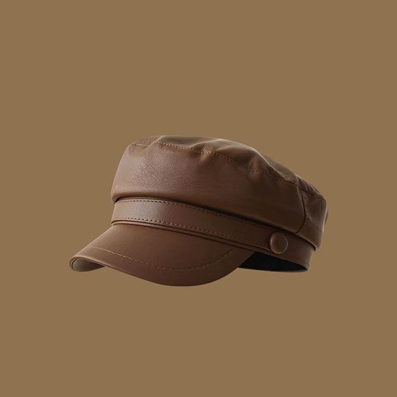 Pu Leathe Solid Color Spring And Autumn Outdoor Casual Adult Sun Hats Hip Hop Hat Sunscreen Hat Sports Cap Outdoor Leisure Hat