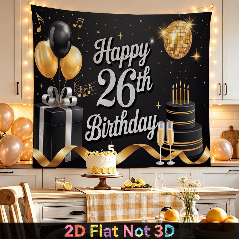 1pc Birthday 26th Balloon Elegant Party Banner Red