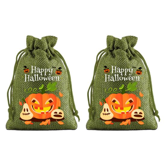 Стильные ручной работы Party Bags 2 шт. Хэллоуин Тыква на завязках для конфет и угощений, Ретро джутовые фестивальные сумки, Мешки для угощений на Хэллоуин, Портативные Goodie