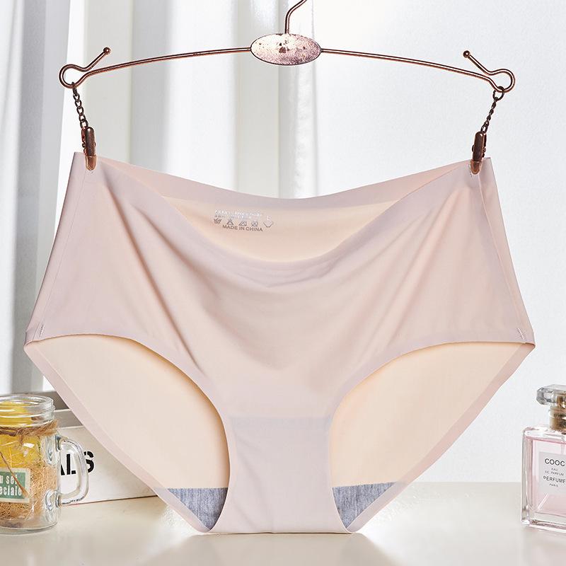 Women's Ice Silk Seamless Mid-Waist Panties - Breathable, Sexy Triangle Design