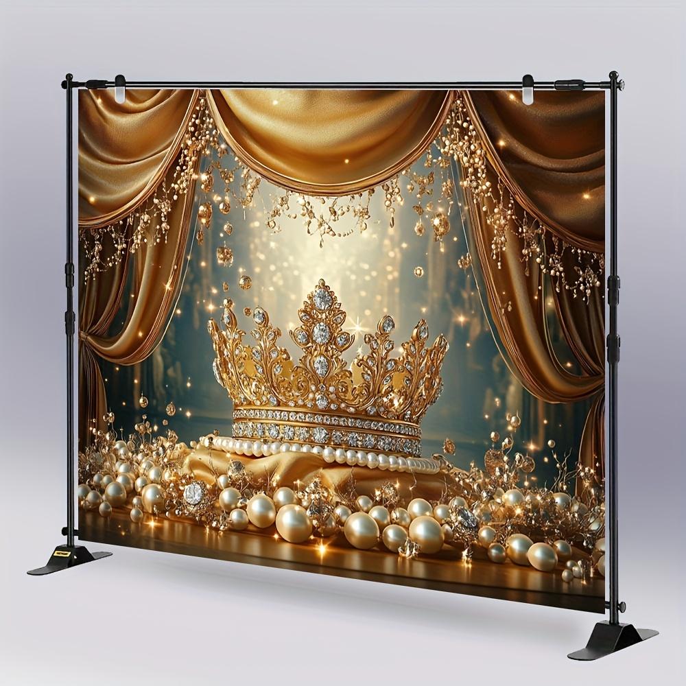 1 luxury royal crown party background - gold and crystal design, sparkling scattered lights, suitable for holiday decoration