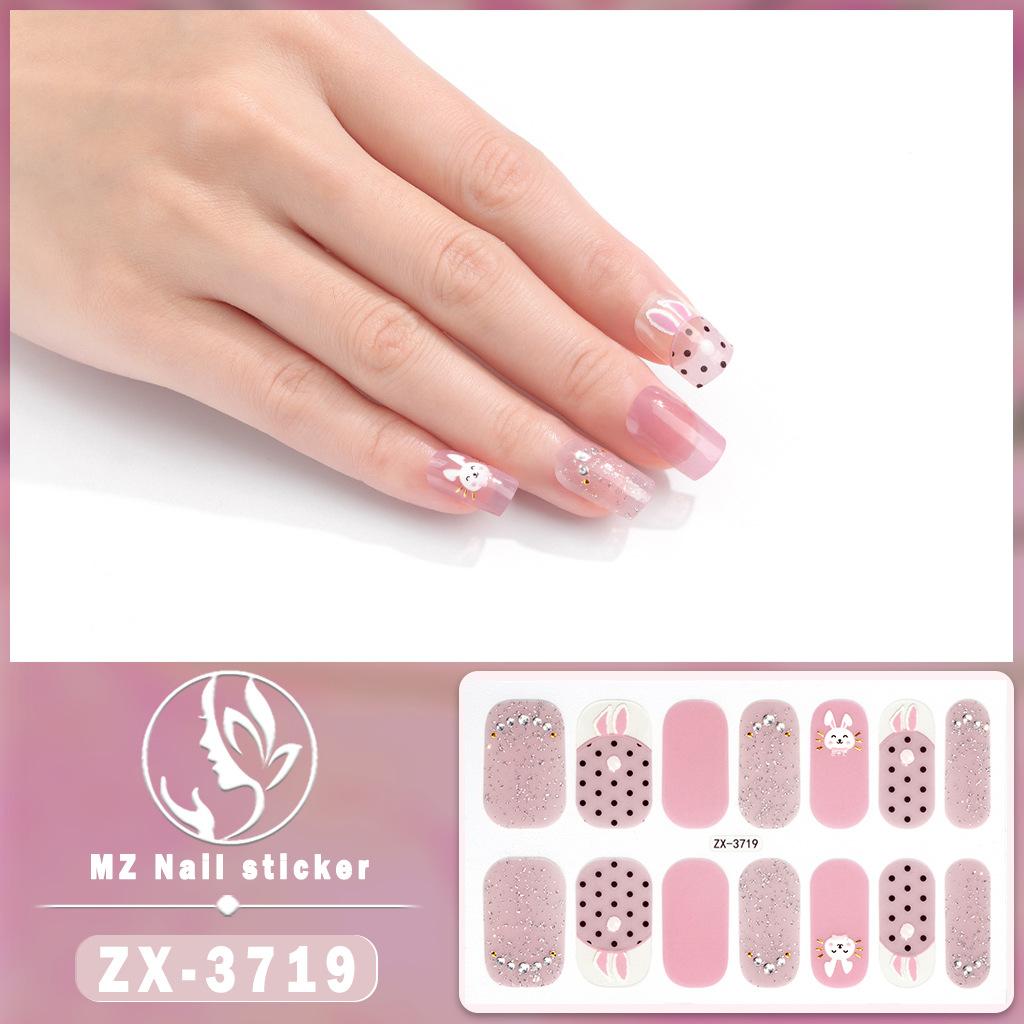 ZX 3D Waterproof No-Cure Gel Nail Wraps, Full Cover Japanese & Korean Style Spring & Summer Nail Stickers, Nail Patch Films