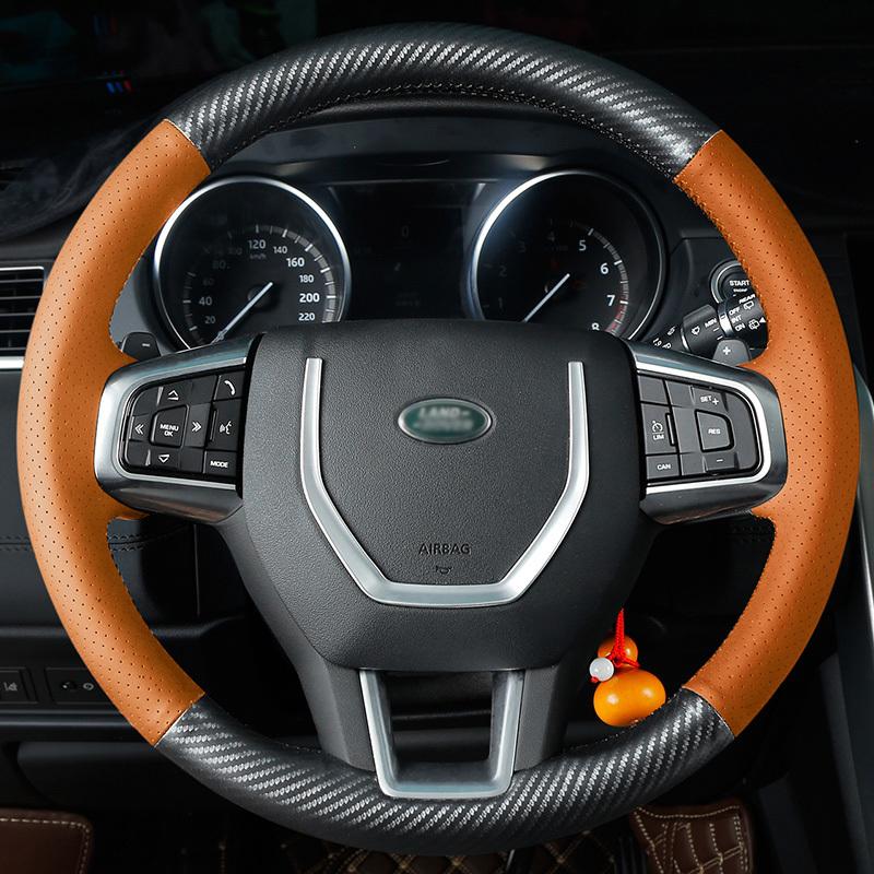 Кожаное волокно для Land Rover Range Rover Sport Evoque Velar Discovery 4 Sport Freelander 2 Ручная sewing Чехол на руль автомобиля