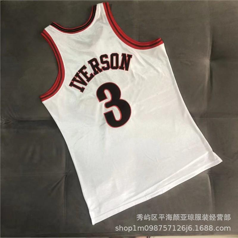 Philadelphia 76ers 3 Allen Iverson Full Embroidered Basketball Jersey Men Women Adult Sportswear