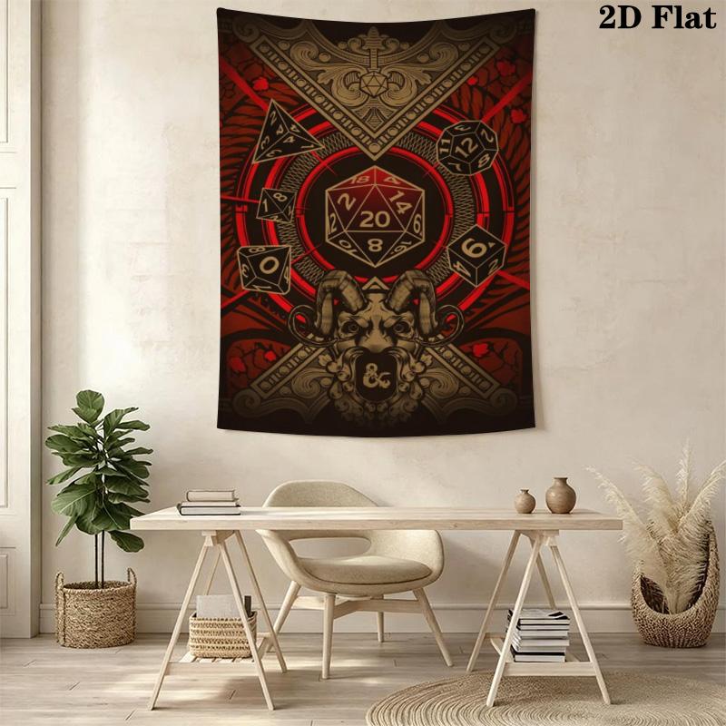 Dungeon Red Die Pattern Home Decor Tapestry, Wall Hanging, Decorative RV Wall Cloth.MGT0918170