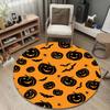 Circle Rug Halloween Pumpkin Bat Spider Jack O Lantern Orange Pattern Halloween Party Room Decor