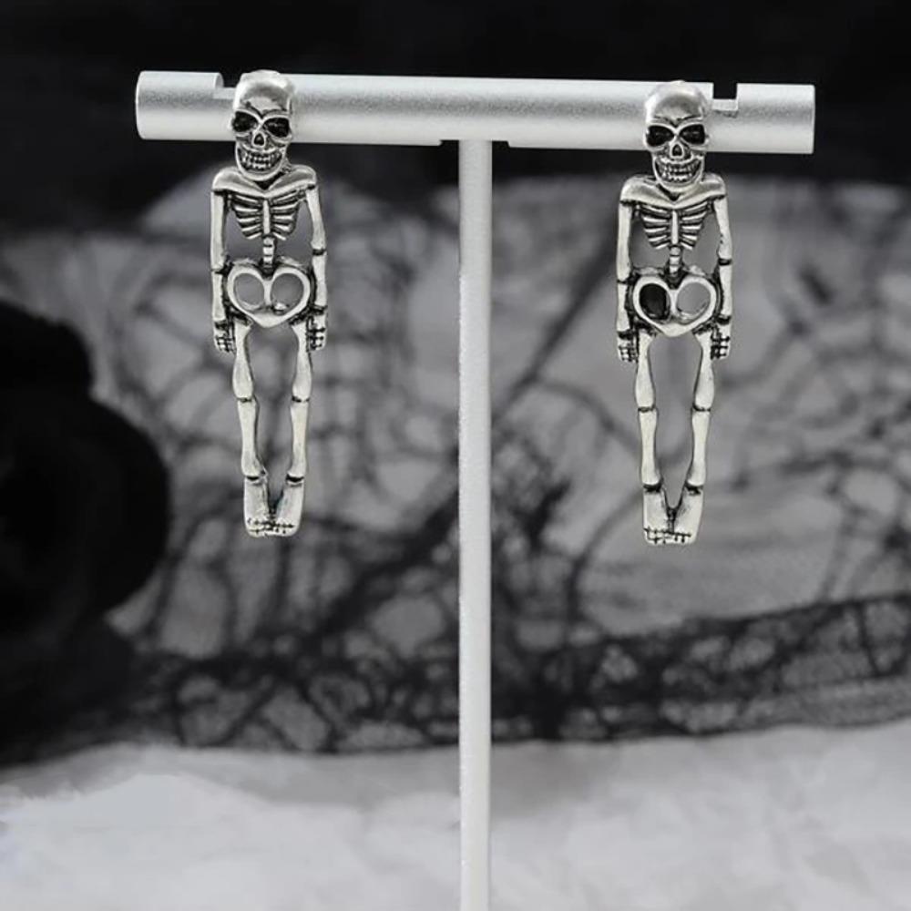 Zinc Zinc Alloy Halloween Earrings Hip Hop Imitation Human Bone Earrings Aesthetic Skeleton Earrings Party