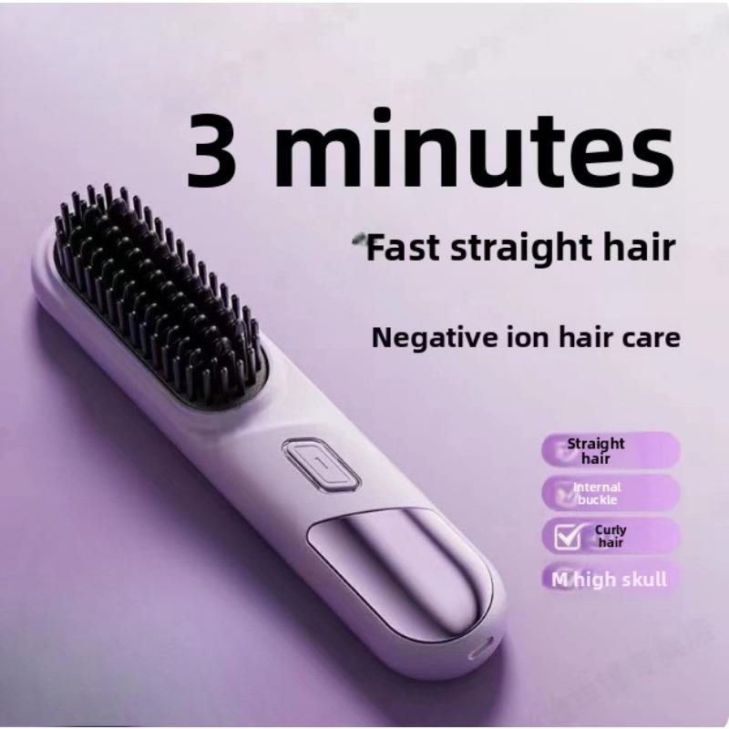 Negative Ion Does Not Damage Hair Curl Dual-purpose Charging Straight Board Clip Comb Convenient Wireless Fluffy Tool