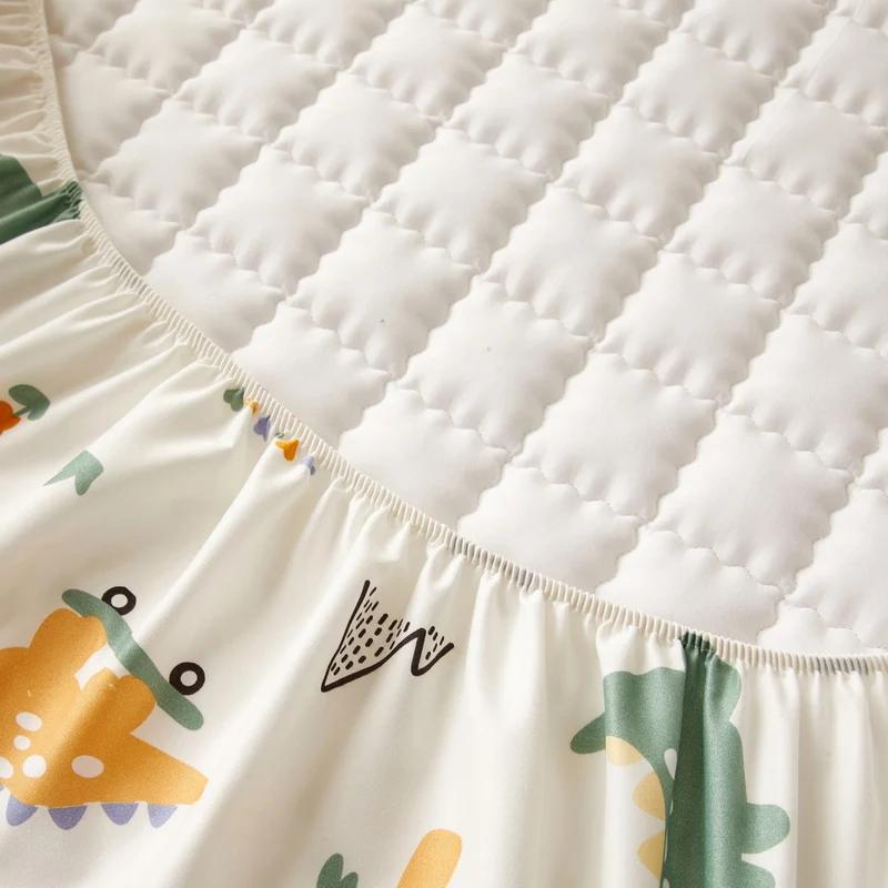 Комплект из 3 предметов, милый стеганый наматрасник, мягкий, приятный для кожи простыня с принтом, 1 наматрасник + 2 наволочки