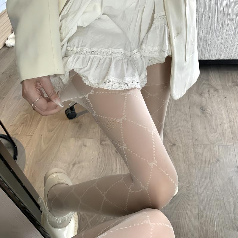 Socks for women, houndstooth stockings, rhombus pantyhose, rhombus grid, black silk, thin, anti-snatch, sexy