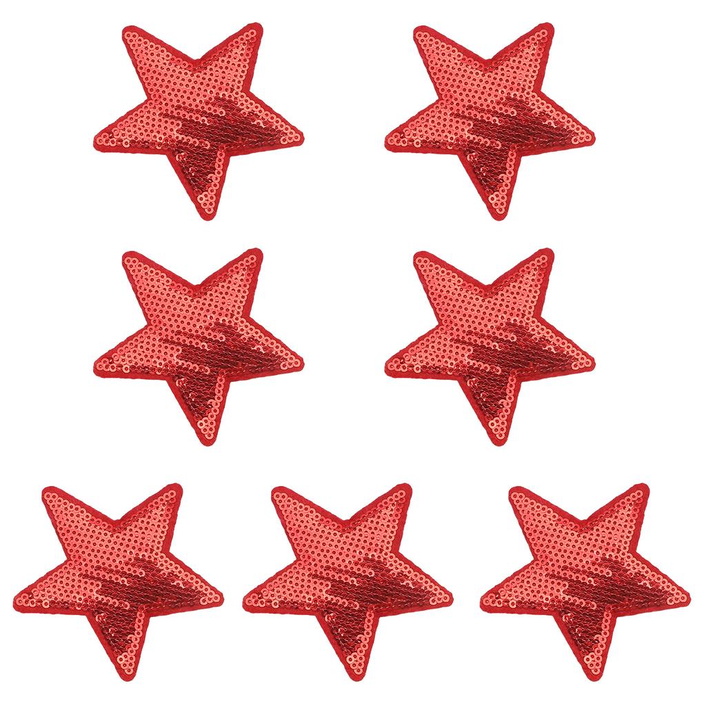 7Pieces Colorful Sequined Star Patches Clothing Craft Materials Fabric Applique For Hairclip And Craft Applications