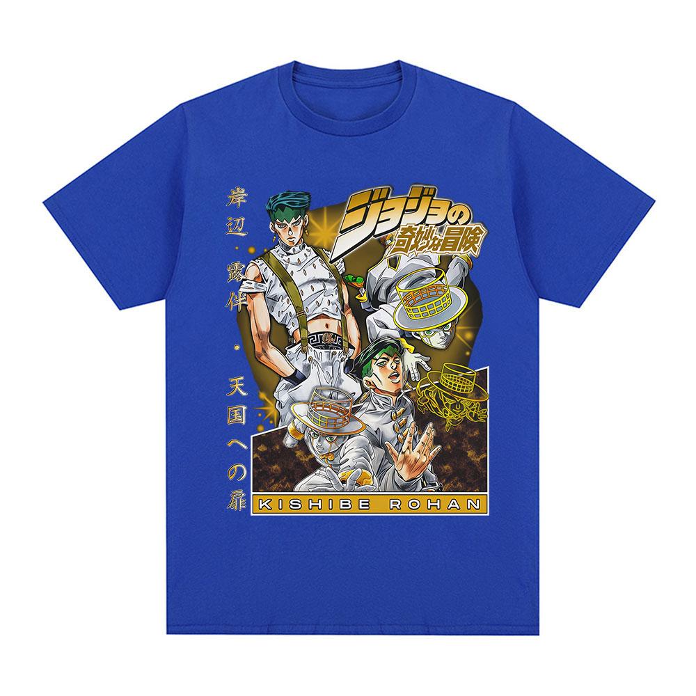 Аниме JoJo's Bizarre Adventure Рохан Кисибэ Футболки Унисекс Женские Летние Повседневные Хлопок Новые С Коротким Рукавом Оверсайз Топ Уличная Одежда