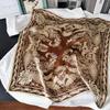 Sunset Retro Brown Banana Jungle Silk Scarf - Thin Mulberry Silk Small Square for Casual Neckwear.