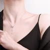 S925 Sterling Silver Bowknot Tassel Pendant Necklace with Moissanite - Women's Party Wedding Anniversary Jewelry