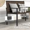 2 Seater Rattan Garden Bench, Outdoor Bench with Quick-Drying Cotton Padding, Wicker Garden Loveseat with Armrests, Steel Frame for Patio, Park